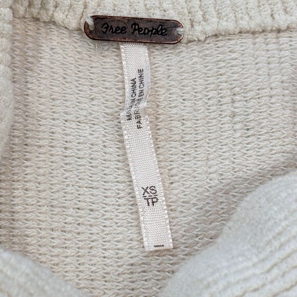 Free People XS Isla Ottoman Sweater Slouchy Sleeveless Ivory Tunic Turtleneck - Picture 12 of 13